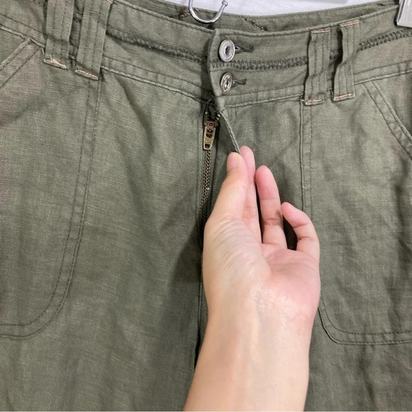 INC International Concepts 100% Linen Olive Green Boho Casual Pants Size 8 - Picture 6 of 13